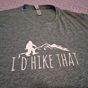Green Graphic Tee with Hiking Print
